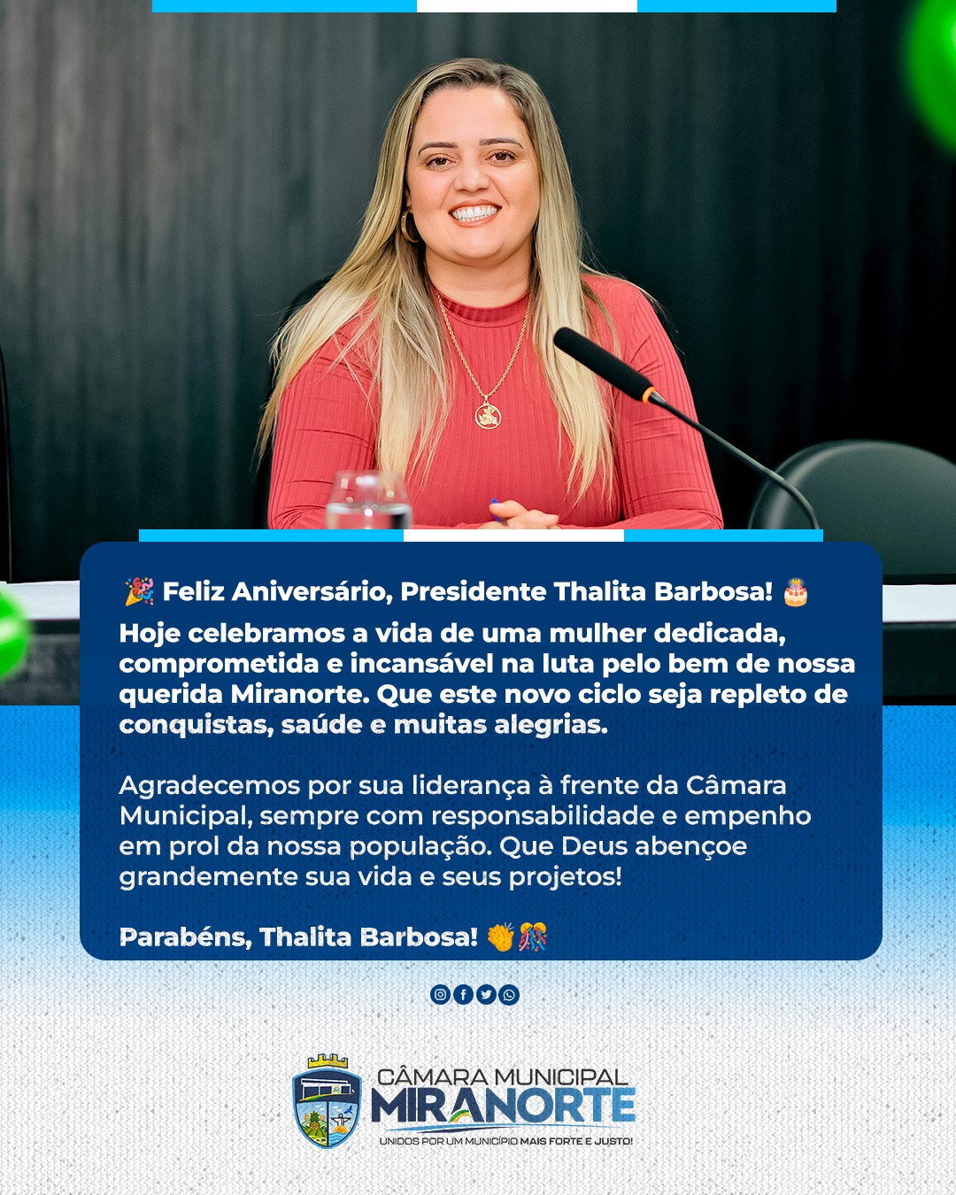 FELIZ ANIVERSÁRIO PRESIDENTE THALITA BARBOSA